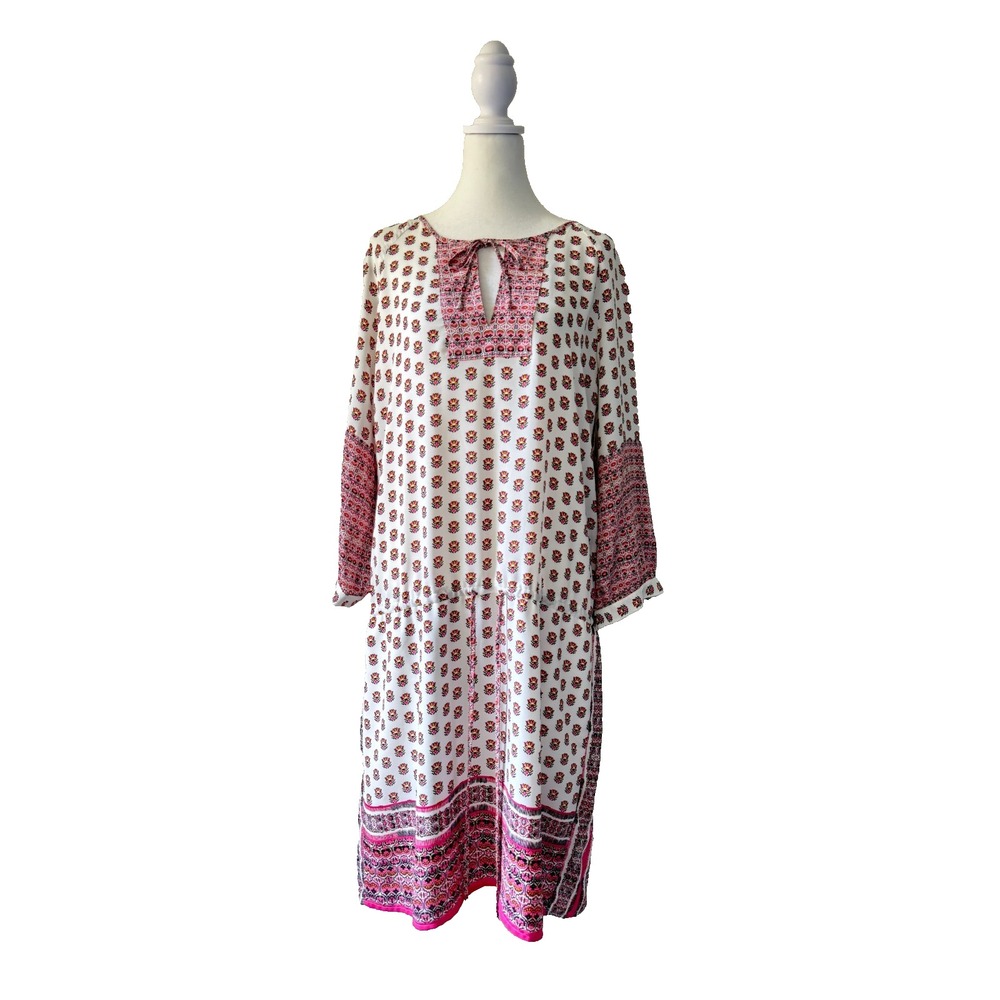 GAP Boho Medallion Floral Midi Dress Sz XL Lined Border Print Casual Boho Summer